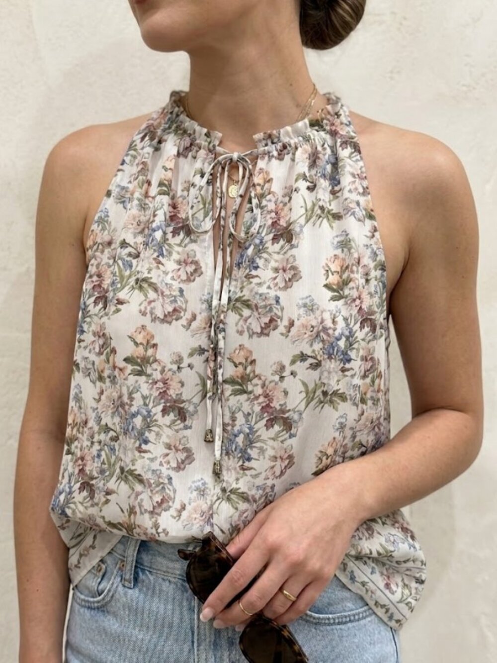 Max Studio Chiffon Floral Halter Top | Size M